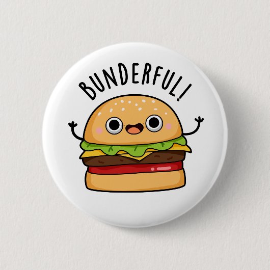 Bunderful Funny Burger Bun Pun Button (Vorderseite)