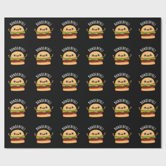Bunderful Funny Burger Bun Pun Dark BG Geschenkpapier (Flach)