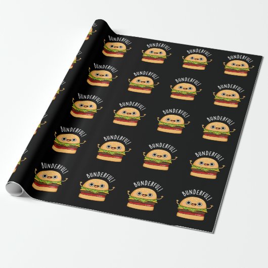 Bunderful Funny Burger Bun Pun Dark BG Geschenkpapier (Ungerollt)