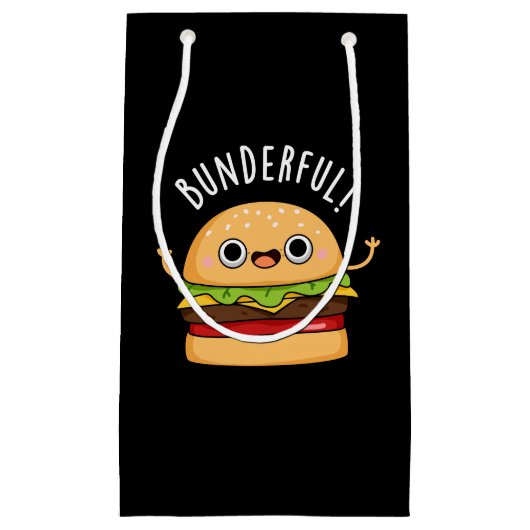 Bunderful Funny Burger Bun Pun Dark BG Kleine Geschenktüte (Vorderseite)