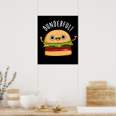 Bunderful Funny Burger Bun Pun Dark BG Poster (Küche)