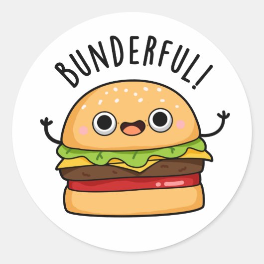 Bunderful Funny Burger Bun Pun Runder Aufkleber (Vorderseite)