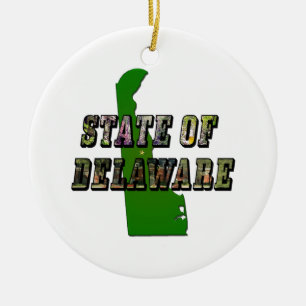 Bundesstaat Delaware Bildtext und Umrisskarte Keramikornament