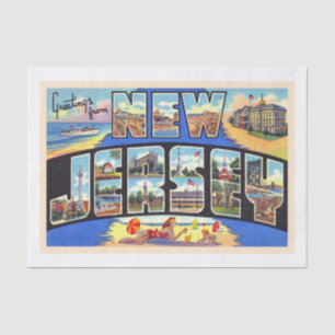 Bundesstaat New Jersey Vintage Große Brief Postkar Seidenpapier