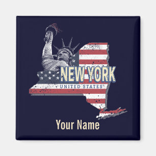 Bundesstaat New York Vereinigte Staaten Retro-Kart Magnet