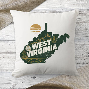 Bundesstaat West Virginia Retro-Farbe  Kissen