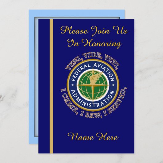 Bundesstaatliche Luftfahrtagentur VV Einladung zur (Vorne/Hinten)