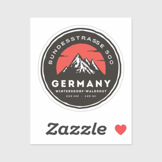 bundesstrasse 500, schwarzer wald german way b500 aufkleber (Blatt)