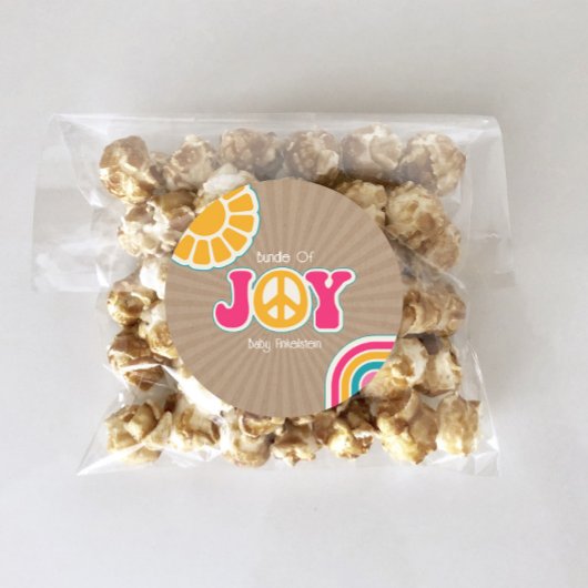 Bundle Joy Peace Hot Pink Brown Baby Shower Hippie Runder Aufkleber