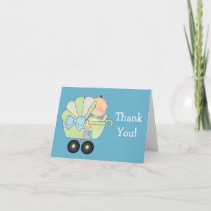 Bundle of Joy Baby Shower+Cute Baby Buggy/Blau Dankeskarte