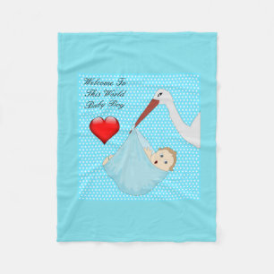 Bundle of Joy Boy Stork Fleece Blanket