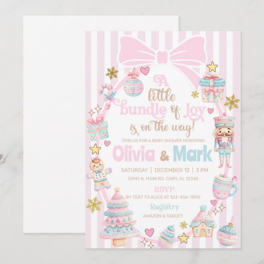 Bundle of Joy Christmas baby shower invite. Einladung (Vorne/Hinten)