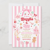 Bundle Of Joy Christmas Coquette Bow Baby Shower Einladung (Vorderseite)