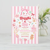 Bundle Of Joy Christmas Coquette Bow Baby Shower Einladung (Stehend Vorderseite)