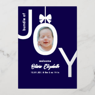 Bundle of JOY Echtes Silberfolien-Foto Geburt Folien Feiertagskarte