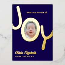 Bundle of JOY Echtgoldfolie Foto-Geburtsanzeige