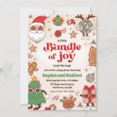 Bundle of Joy Retro Weihnachtsdusche Einladung (Vorderseite)