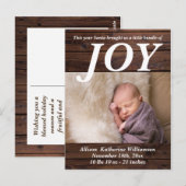 Bundle of Joy Rustic Wood New Baby Weihnachts-Foto Postkarte (Vorne/Hinten)
