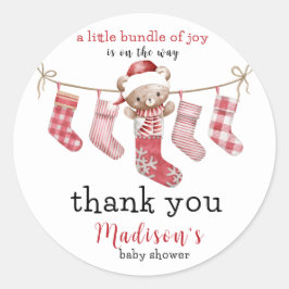 Bundle of Joy Winter Teddy Bear Baby Shower Runder Aufkleber