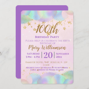 Bündner und Sterne Rosa 100. Geburtstagsparty Einladung
