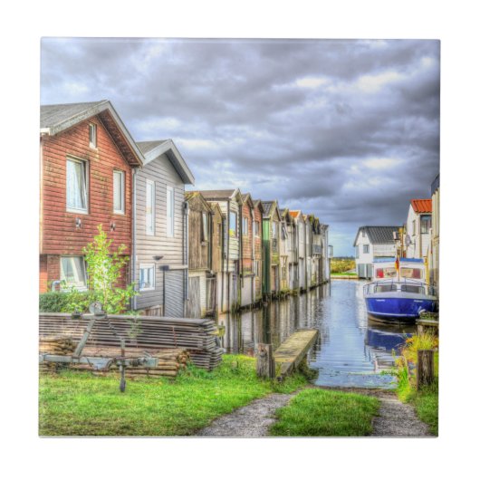 Bungalow Hafen Landschaft des Scenary Boat Fliese (Vorderseite)