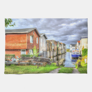 Bungalow Hafen Landschaft des Scenary Boat Geschirrtuch