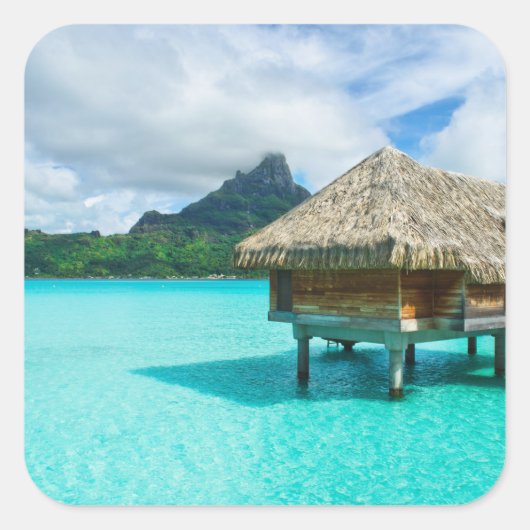 Bungalow über Wasser, Bora Bora Aufkleber (Vorderseite)