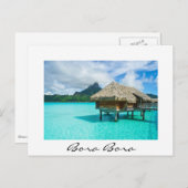 Bungalow über Wasser, Bora Bora, weiße Postkarte (Vorne/Hinten)