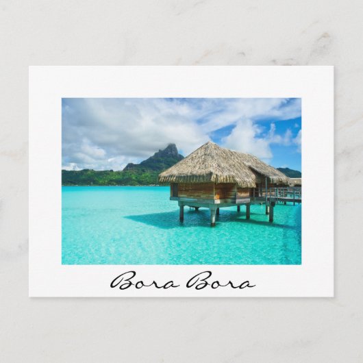 Bungalow über Wasser, Bora Bora, weiße Postkarte (Vorderseite)