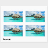 Bungalow über Wasser, rechteckiger Aufkleber von B (Blatt)