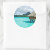 Bungalow über Wasser, Rundaufkleber Bora Bora Runder Aufkleber (Tasche)