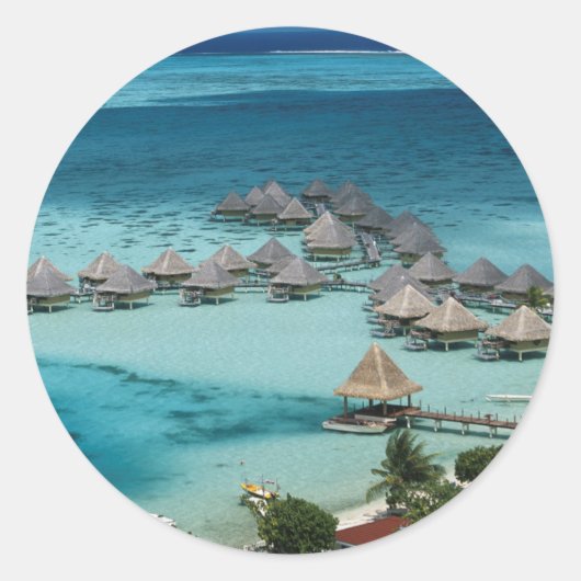 Bungalows des Beachcomber Hotels Runder Aufkleber (Vorderseite)