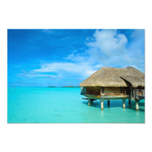 Bungalows mit Blick auf Bora Bora Fotodruck (Vorne)