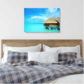Bungalows mit Blick auf Bora Bora Leinwanddruck (Insitu (Schlafzimmer))