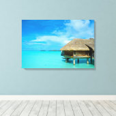 Bungalows mit Blick auf Bora Bora Leinwanddruck (Insitu (Holzboden))