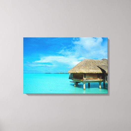 Bungalows mit Blick auf Bora Bora Leinwanddruck (Vorderseite)