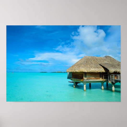 Bungalows mit Blick auf Bora Bora Poster (Vorne)