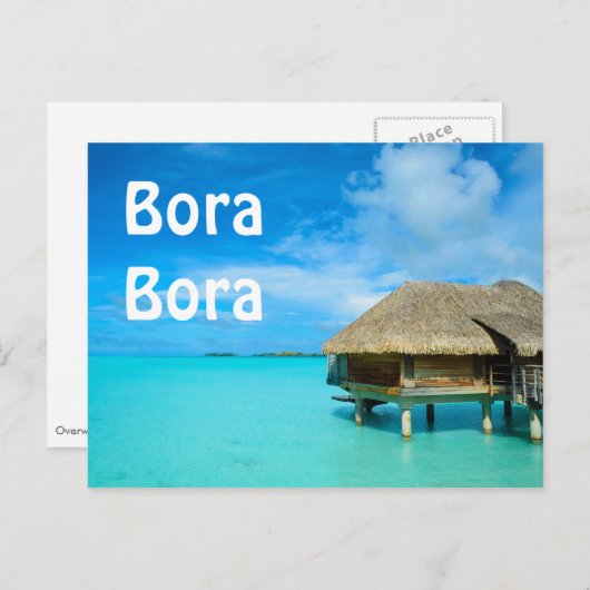Bungalows mit Blick auf Bora Bora Postkarte (Vorne/Hinten)