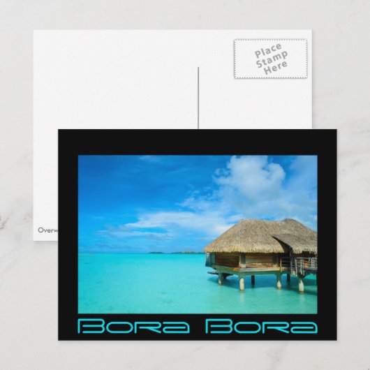 Bungalows mit Blick auf Bora Bora Postkarte (Vorne/Hinten)