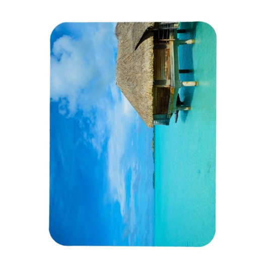 Bungalows mit Blick auf Bora Bora, rechteckiger Ge Magnet (Vertikal)