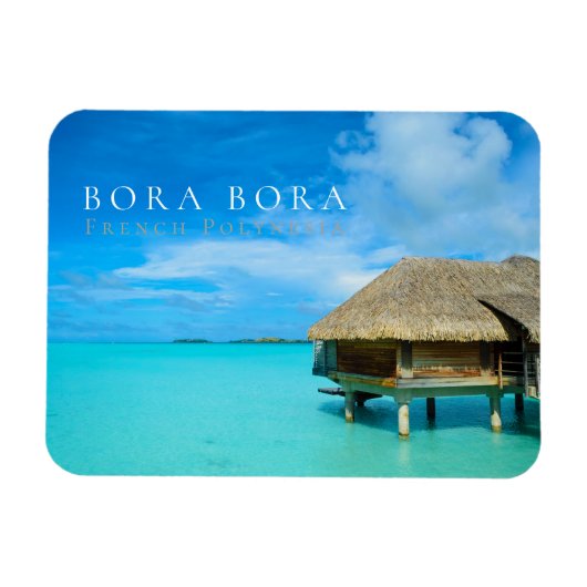 Bungalows mit Meerwasser auf Bora Bora, Polyensien Magnet (Horizontal)