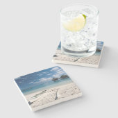 Bungalows vom Strand Motu Toopua Steinuntersetzer (Seitenansicht)