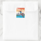 Bungee Jumping Jump to Freedom Quadratischer Aufkleber (Tasche)