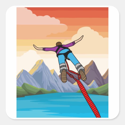 Bungee Jumping Jump to Freedom Quadratischer Aufkleber (Vorderseite)