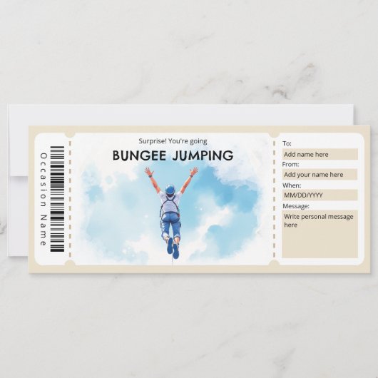 Bungee Jumping Ticket Gift Certificate Einladung (Vorderseite)