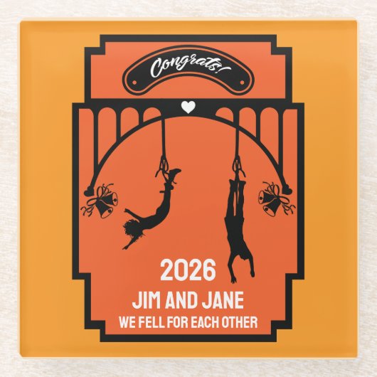 Bungee Jumping Wedding Gift Glasuntersetzer (Vorderseite)