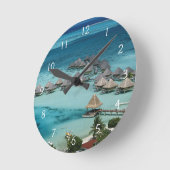 Bunglows of Beachcomber Hotel Runde Wanduhr (Winkel)