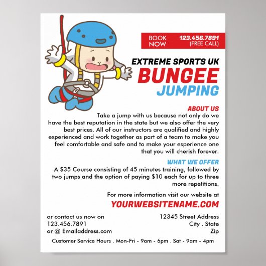 Bunjee Cartoon - Bungee Jumping Course Werbung Poster (Vorne)