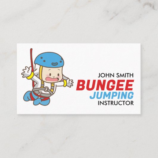 Bunjee Cartoon - Bungee Jumping Instructor Visitenkarte (Vorderseite)