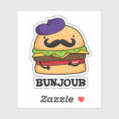 Bunjour Funny French Burger Bun Pun Aufkleber (Blatt)